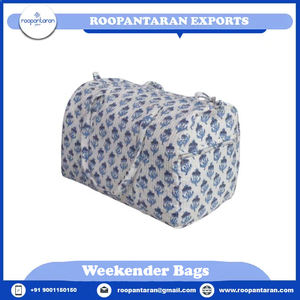 Sac de voyage week-end personnalisé Roopantaran en coton doux, imprimé à la main, tissu rayé, design client, mode, élégant, écologique - Product Image 6