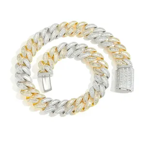 Cadena Cubana Miami de Latón con Zirconia en Forma de T de 20mm, Oro Rosa, Joyería Hip Hop, Regalo de Boda para Hombres, 18-24 Pulgadas, Venta al por Mayor B2B - Product Image 1