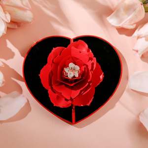 Jeulia Custom Logo Heart Shape Rose Flower <b>Ring</b> <b>Box</b> for Wedding Gift - Product Image 2