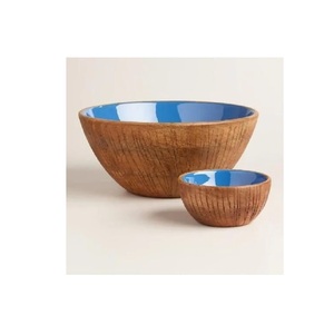 Stylish <b>Wooden</b> Dinner Bowl With Enamel Printed for <b>Sale</b> Round Shape Bowl Custom Size <b>Wooden</b> Food Serving Bowl for Restaurant - Product Image 3