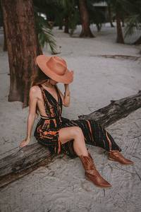 Vestido largo elegante de verano para mujer, estilo Vintage, manga larga con abertura, suelto, ajustado, estampado de corbata, patrón sólido transpirable - Product Image 5