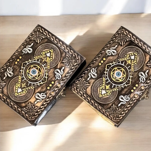 Mal de ojo egipcio en relieve de cuero genuino Grimoire libro de hechizos hecho a mano sombras lado latón C-cierre Vintage gótico páginas regalo - Product Image 4