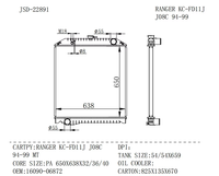Radiateurs pour RANGER KC-FD11JJ08C 1994-1999 MT, radiateur de climatisation 16090-06872, autres pièces automobiles JD 22891