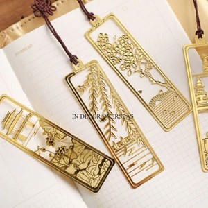 Conjunto de 4 marcadores promocionales chapados en oro de diseño de lujo único de aspecto elegante hechos de metal resistente de la India al precio más bajo - Product Image 4
