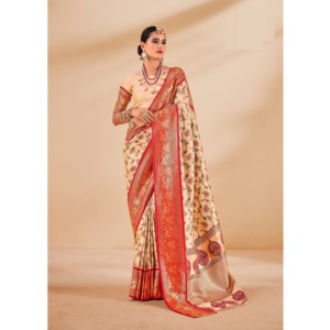 Saree en soie de tissu de déclaration de mode traditionnelle pour femmes ethniques indiennes de meilleure qualité pour les options de mariage et de port quotidien - Product Image 1