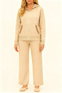 Ensemble de survêtement d'hiver décontracté pour homme avec veste à capuche légère et respirante à fermeture éclair et pantalon long, personnalisable avec logo - Product Image 3