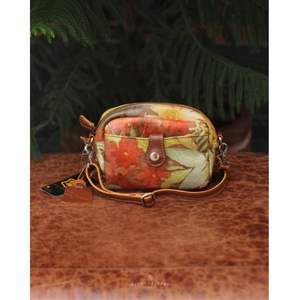 Minibolso de cuero genuino con estampado Floral de alta calidad, monedero de piel de vaca hecho a mano y tarjetero para mujer - Product Image 1