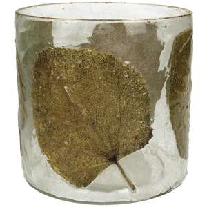 Elegant 15x15x15cm Leaf-Design Clear Glass Candle <b>Holder</b> Offset Printed Patterns for Home Christmas Decoration and <b>Tealights</b> - Product Image 1