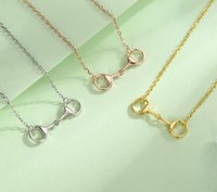 Collar de Plata de Ley 925 Sólida con Diseño Minimalista de Brida de Caballo, Cadena de Eslabones, Inspirado en Caballos, Regalo para Amantes de los Animales