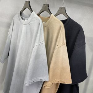 เสื้อยืดวินเทจซักได้หนาขนาดใหญ่สำหรับผู้ชายเสื้อยืดวินเทจยาวแบบถักลายแดดซีด - Product Image 1