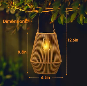 Luces solares de ratán, luces solares hechas de materiales naturales, luces hechas a mano, decoración del hogar, decoración ecológica del hogar, venta al por mayor. - Product Image 3