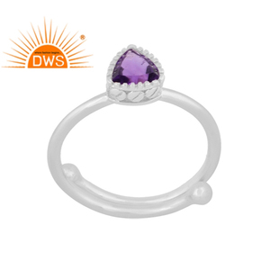 Best Selling Fine Sterling <b>Silver</b> Natural Amethyst Gemstone Stackable <b>Ring</b> Custom Jewelry Manufacturer - Product Image 1