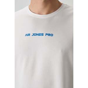 T-shirt en coton crème pour homme Air Jones, coupe ample, surface texturée épaisse et imprimé graphique - Modèle 88364 - Product Image 2