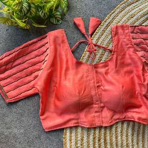 Beautiful Party Wear Design Heavy Stitching Heavy Padded With Beautiful Hand Work Front Open Style Silk <b>Readymade</b> <b>Blouse</b> - Product Image 2