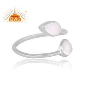 Hot Selling Sterling Silver Natural Rainbow <b>Moon</b> Stone Gemstone Adjustable <b>Ring</b> Custom Jewelry Manufacturer - Product Image 3