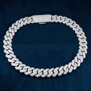 Cadena de eslabones cubanos de plata de lujo totalmente helado D Color VVS tachonado Moissanite Diamond Tester para boda - Product Image 1