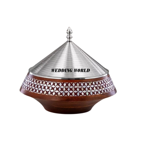 Proveedor de calentador de alimentos de metal Excelente calidad hecho a mano Diseñador Cazuela Forma redonda Hotel Ware Servidor de alimentos de metal - Product Image 4