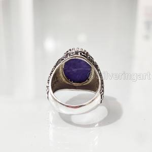 Anillo de Plata de Ley 925 para hombre, piedra preciosa de charoita natural, anillo de todos los tamaños, regalo de cumpleaños árabe, joyería - Product Image 6