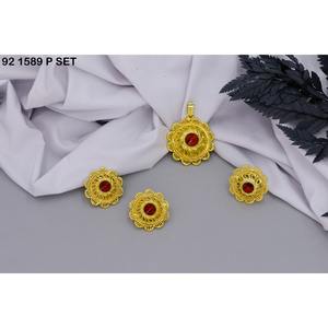 Collar de Moda Habesba Etíope, Pendientes con Colgante Chapado en Oro con Anillo de Dedo, Joyería Tradicional Africana Eritrea para Bodas - Product Image 5