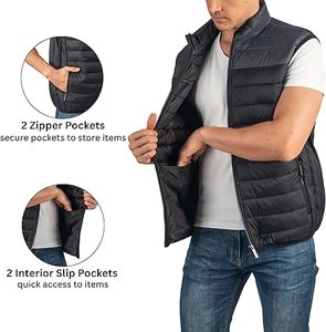 Venta Directa de Fábrica, Chaleco Acolchado con Cierre y Cuello en V, Transpirable, de Alta Calidad, Personalizable, para Hombre, Invierno, Casual, 220g - Product Image 2