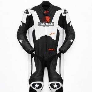 Traje de Motociclismo de Cuero Vacuno Cómodo con Rodilleras, Ropa de Carreras Deportiva, Traje de Motociclismo Negro y Blanco - Product Image 1