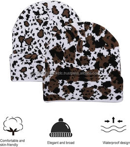 Y2K Letter Printed Knitted <b>Beanie</b> Winter <b>Skull</b> Cap Dot Bow Camouflage Patterns for Men Women's Headwear for Beach Business - Product Image 4
