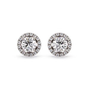 Aretes de Diamantes Finos con Corte Redondo y Halo Único, 0.60 Ct, Diamante Cultivado en Laboratorio, en Platino, Regalo de Aniversario de Bodas para Ella - Product Image 1