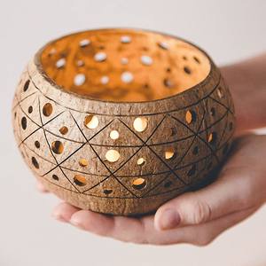 Juego de cuencos para velas ligeras de lujo, candelabros de candelita de cáscara de coco más vendidos a la venta - Product Image 3