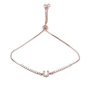 กำไลรูปเกือกม้าประดับมุกสีโรสโกลด์สำหรับผู้หญิง10ชิ้นขายส่ง - Product Image 3