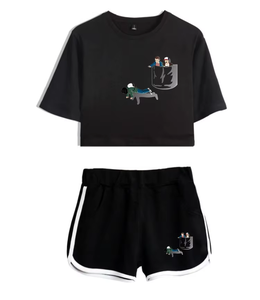 Men's Custom Logo 100% Cotton Two-Piece Breathable Summer <b>Shorts</b> and Shirt Breathable Track <b>Suits</b> for Winter Clothing - Product Image 2