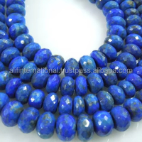 Alifinternational Perles de pierre naturelle AAA Lapis-Lazuli bleu facettées en forme de rondelle 8-10MM, fil de pierres précieuses en vrac pour la fabrication de bijoux 14