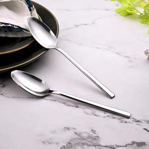 Sleekline <b>Set</b> of 2 Stainless Steel Salad Shell <b>Tea</b> & Honey Spoons with Long Wooden Handle for Parties and Desserts - Product Image 2