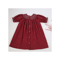 Vente chaude de robes smockées en coton à manches courtes pour filles ODM et motif à pois OEM du fabricant vietnamien pour enfants