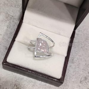 Anillo de Plata de Ley 925 con Cuarzo Rosa Natural, Piedra de Nacimiento de Abril, Doble Banda, Joyería Hecha a Mano para Navidad - Product Image 5