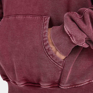 Sudadera con Capucha Corta Lisa, Cierre de Cremallera de 1/4, Unisex, Invierno, Felpa, Ecológica, Transpirable, con Bolsillo, Corte Regular, Lavado Ácido - Product Image 5