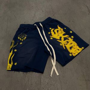Shorts Homme Personnalisés Unis Imprimés Effet Gonflé Streetwear 100% Coton Haute Qualité Bords Coupés Délavés à l'Acide Strass Écologiques - Product Image 1