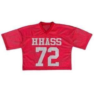 เสื้อครอปตาข่ายถักคอวีสำหรับทั้งชายและหญิงขนาดใหญ่พิเศษเสื้อฟุตบอลแบบอเมริกันวินเทจผลิตตามสั่ง - Product Image 1