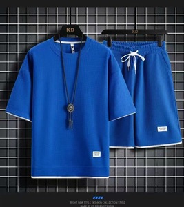 ชุดกางเกงขาสั้นสำหรับผู้ชายชุดเสื้อยืดผ้าฝ้าย100% ระบายอากาศได้ดีในฤดูร้อนออกแบบโลโก้ได้ตามต้องการ - Product Image 6