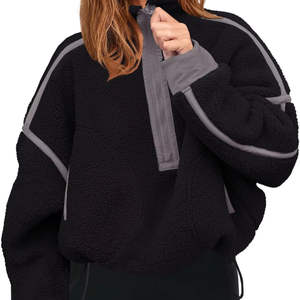 Spring Winter Women's Vintage Fleece Sweatshirts New Design Oversized Loose Pullover Hooded Comfortable Printed Customized Front - Product Image 1