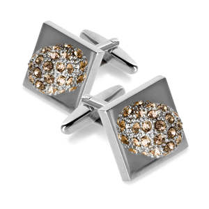 Mancuernillas Vittorio Vico (CL12XX) Elegantes con Piedras de Colores, Diseño de Flores con Incrustaciones de Alta Calidad, Oro Negro, para Compromiso y Boda - Product Image 4