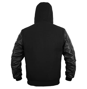 Sudadera con capucha de manga de cuero de alta calidad para hombre, Sudadera con capucha de gran tamaño transpirable a la moda para hombre con manga de cuero - Product Image 1