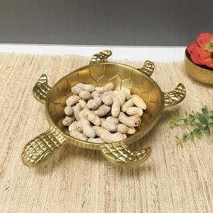 Bol de service de luxe en forme de tortue, finition dorée, pour centre de table de fête, cadeau de luxe avec fruits secs, bonbons ou chocolats - Product Image 2