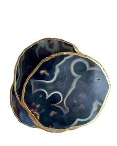 Sous-verre en marbre d'agate noire, sous-verres à bords dorés, sous-verres en pierre de cristal - Product Image 3