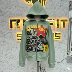 Sweat à capuche en molleton 100% coton avec fermeture éclair pour l'hiver, services ODM, prix bas, streetwear unisexe - Product Image 6