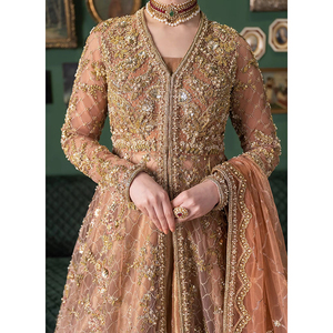 Vestidos de Novia de Encaje con Mangas Largas y Botones en la Espalda, Bordados a Color para Mujeres Pakistaníes e Indias - Product Image 3