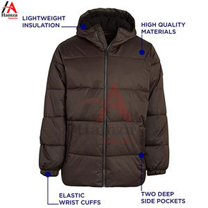 Veste matelassée coupe-vent résistante à l'eau pour hommes manteau matelassé à capuche chaud d'hiver avec fermeture à glissière vêtements d'extérieur isolés au printemps - Product Image 4