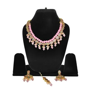 18K Gold Plated Kundan Necklace <b>Set</b> with Zircon <b>Pearl</b> Diamond Vintage Style for Wedding Party Gift Classic Copper Brass <b>Jewelry</b> - Product Image 2
