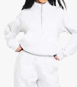 Jersey de lana de algodón con logotipo personalizado de estilo callejero para mujer, sudadera de gran tamaño, cómoda - Product Image 3