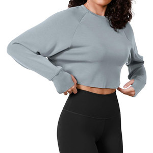 Long Sleeves Women Cropped <b>Plain</b> <b>Sweatshirts</b> Oversized Women Cropped <b>Plain</b> <b>Sweatshirts</b> For Sale - Product Image 1