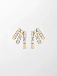 Clásicos Atemporales Pendientes de Diamantes Cultivados en Laboratorio con Engaste de Garra, 0.86 Ct, Color GH, Claridad VS, 28 Piedras, Oro Amarillo de 14K, Pieza Esencial para el Día a Día - Product Image 1